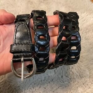 Leather Link Belt Size XL Womens Silver Buckle